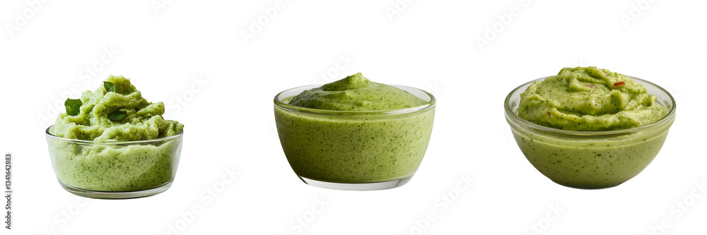 Aufkleber a transparent background isolates a glass bowl filled with green wasabi, an image generated by gener