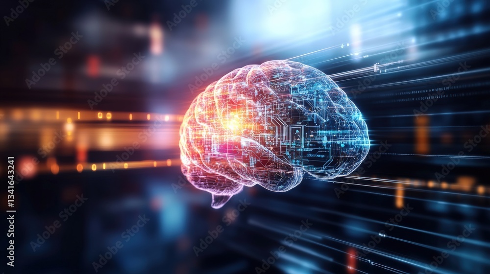 Poster innovative neural activity visualization digital space 3d render virtual environment futuristic conc