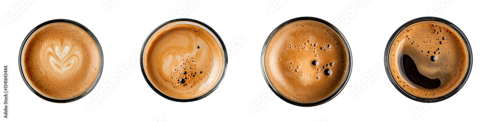 Poster Isolated on a transparent background is a glass of espresso coffee, an image generated by Generative Ai