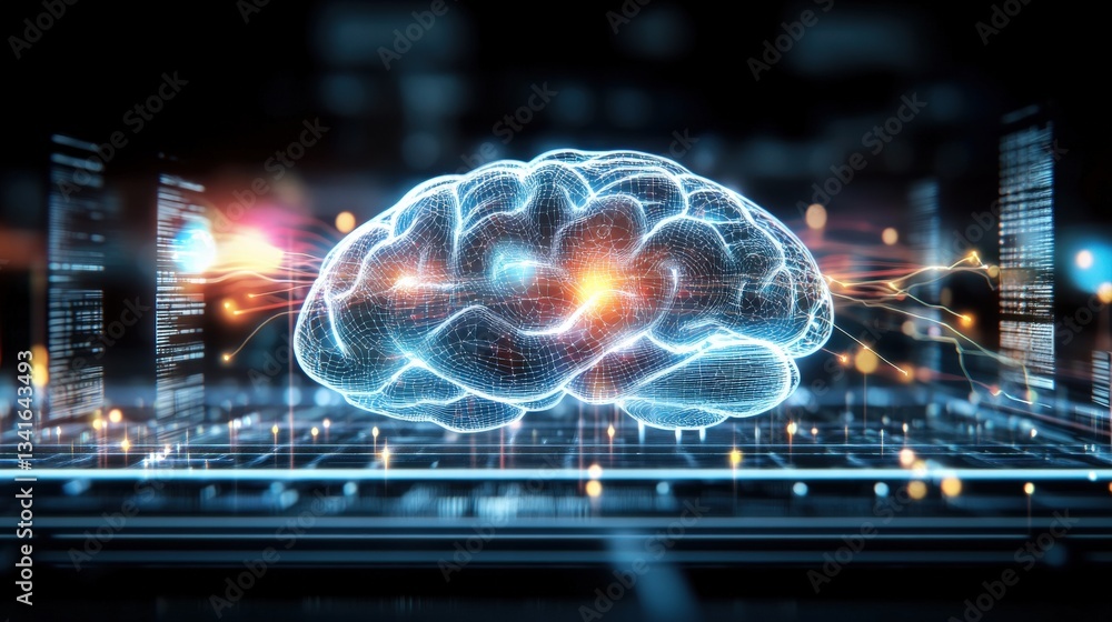 Poster neural network breakthroughs unveiled at technology conference digital environment 3d visualization 