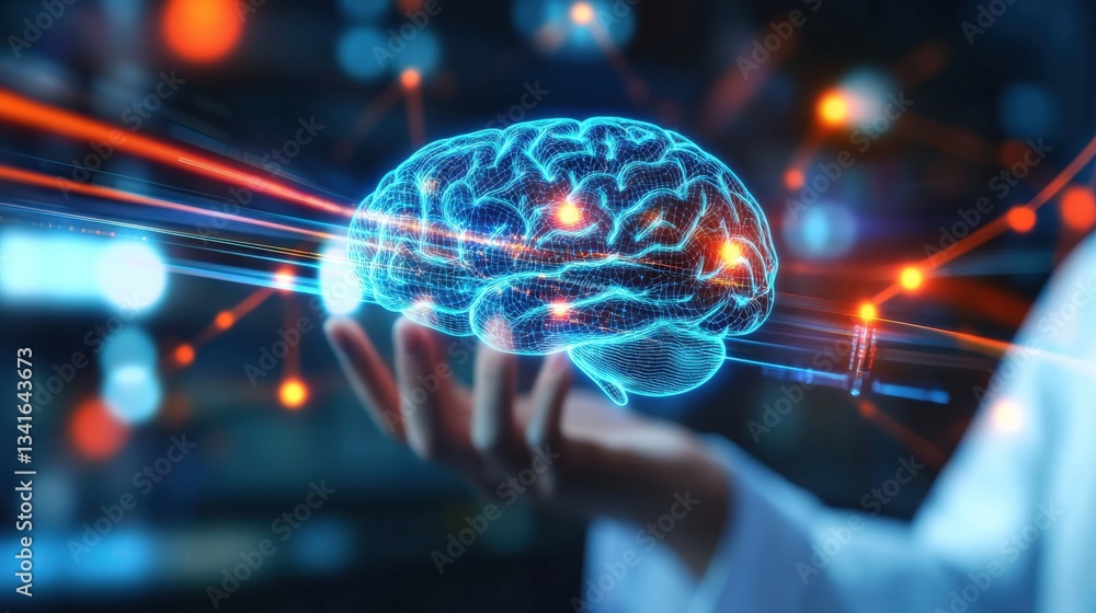 Aufkleber exploring the future of neural technology brain science innovations in a digital environment