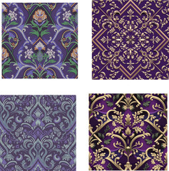 Luxurious Purple Floral Pattern – Intricate Seamless Design with Elegant Victorian and Baroque Elements, Mandala purple pattern flower beauty background