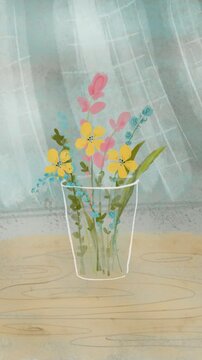Animation of the tiny flower bouquete, wild spring flowers