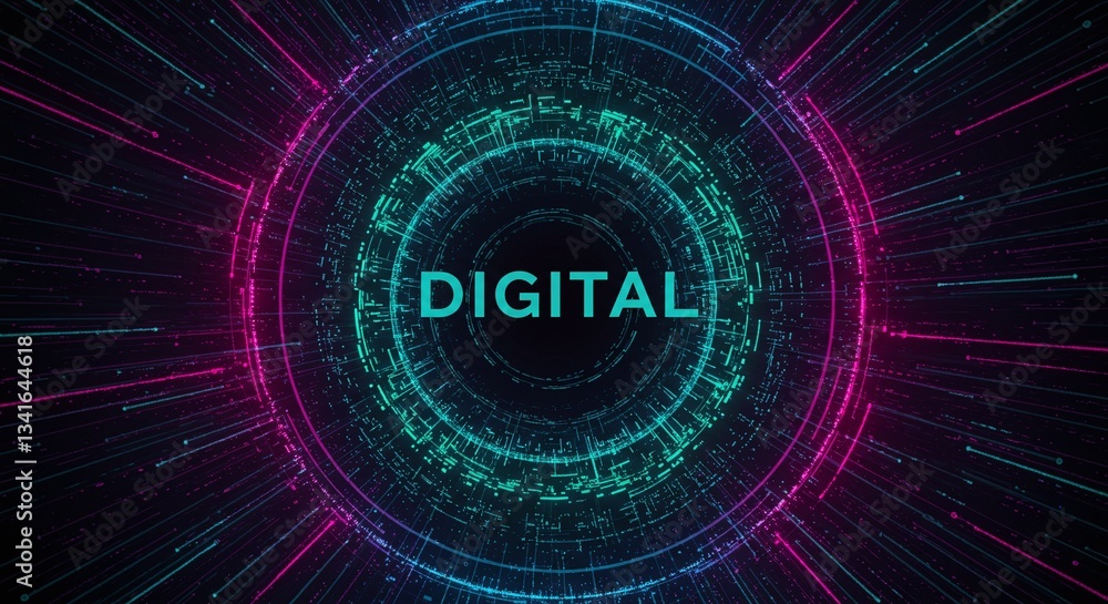 Poster digital realm: immerse yourself in a mesmerizing visual representation of the digital age. a captiva