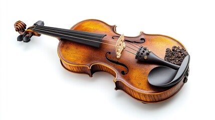 Fototapeta premium A baroque style violin with elaborate hand-carved details on the tailpiece and scroll