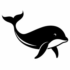 Naklejka premium Black Whale Outline Illustration