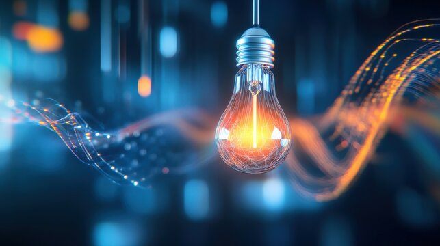 Illuminating light bulb concept digital environment futuristic technology abstract visual close-up view energy innovation