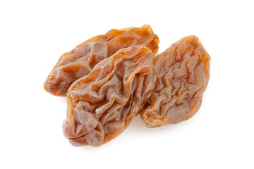 Raisins on a white background. Dried grapes.