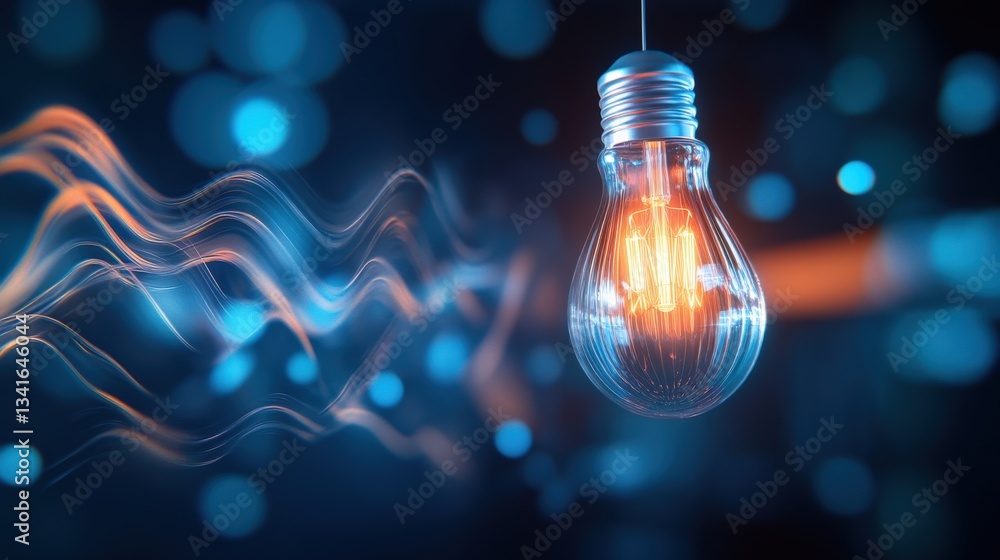 Poster illuminating innovation captivating light bulb display tech studio digital artwork modern environmen