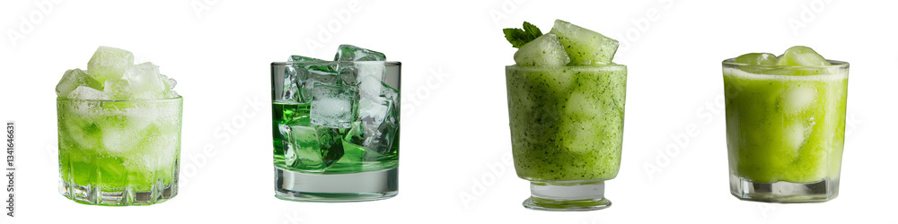 Poster An isolated green soft drink on a transparent background has been generated using Ai technology