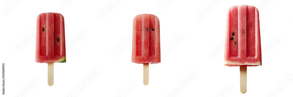 Poster An isolated watermelon popsicle on a transparent background has been created with the help of Generative Ai technology