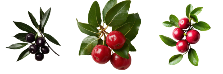 On a transparent background, a Surinam cherry is shown in isolation, generated by Ai