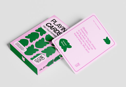Playing Card Mockup with Box and Single Card