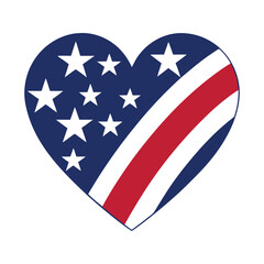 heart shape filled with stars and stripes vector illustration