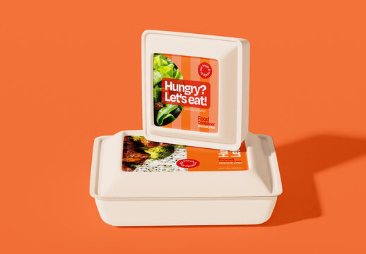 Stacked Food Containers Mockup with Customizable Packaging