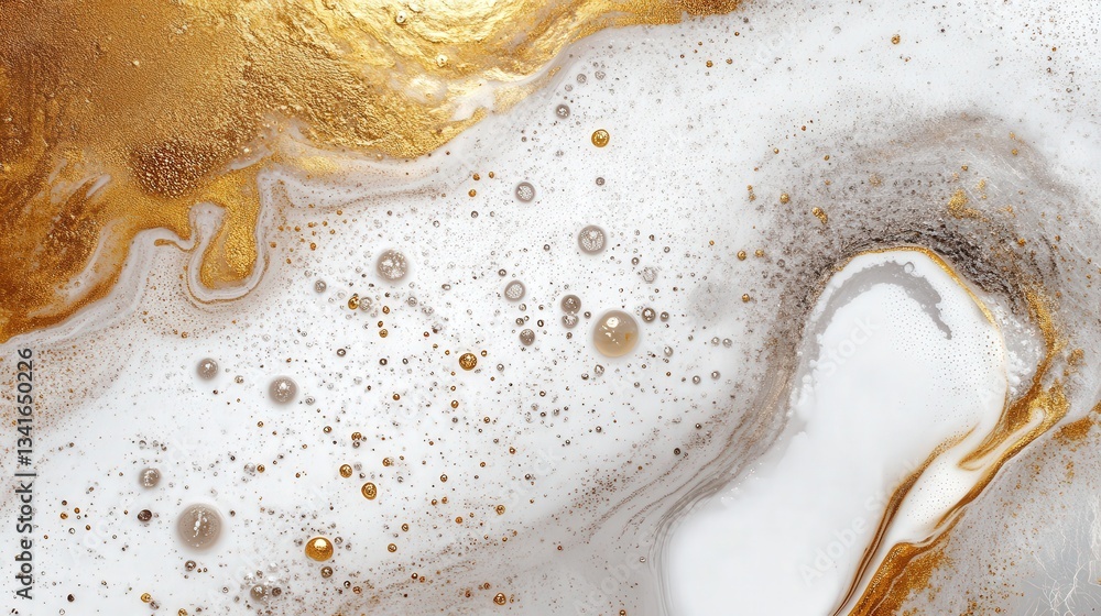 Poster an abstract design featuring swirling gold and white textures, creating a luxurious and elegant visu