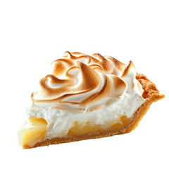 Lemon meringue pie solitary serving on see-through background produced by advanced generative ai technology