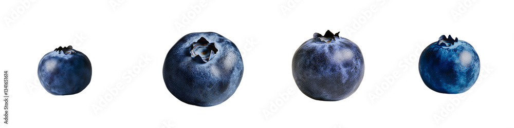 Poster a blueberry is shown in close-up, isolated on a transparent background for viewing