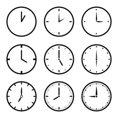 Set of different clocks. Time and clock icons collection