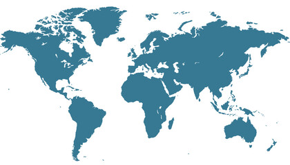 World map. Blue modern vector map. Silhouette map