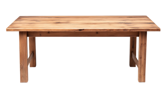 Wooden table with light brown surface and dark legs