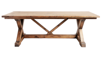 Rustic wooden table with a traditional trestle base
