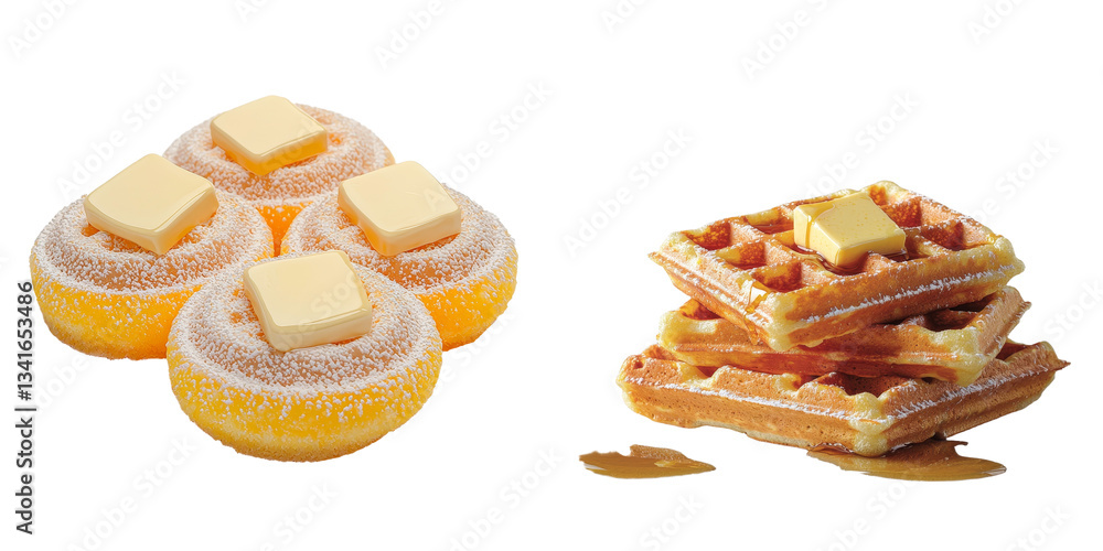 Poster on a transparent background, a stack of waffles is depicted, having been generated by ai