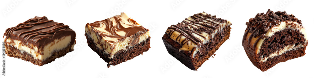 Poster On a transparent background, a slice of marble cake is isolated in an image produced by generative AI