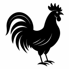 Bold Rooster Silhouette in Black Vector