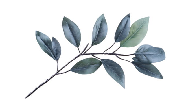 Stylized plant branch presents with bluish green tinted leaves - Powered by Adobe