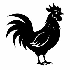 Bold Rooster Silhouette in Black Vector