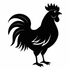 Bold Rooster Silhouette in Black Vector