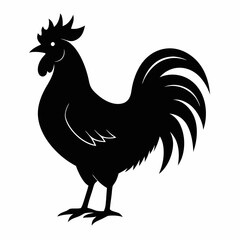 Bold Rooster Silhouette in Black Vector