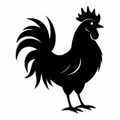 Bold Rooster Silhouette in Black Vector