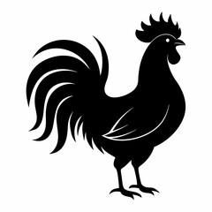Bold Rooster Silhouette in Black Vector