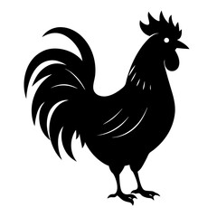 Bold Rooster Silhouette in Black Vector