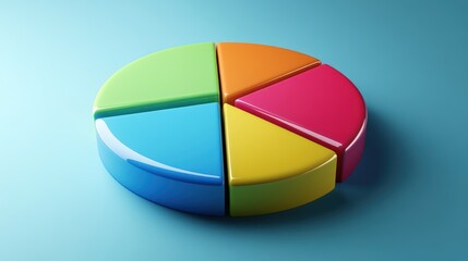 Fototapeta premium 3D financial pie chart with floating percentage labels, designed for a business growth report