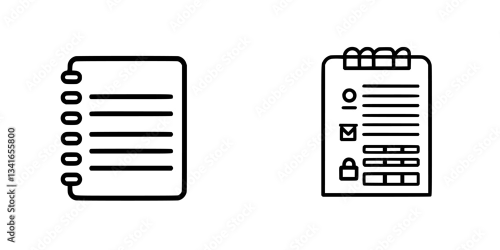 Poster notebooks and documents symbolizing organization and productivity in a minimalistic design, represen