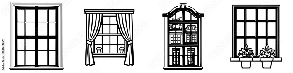 Aufkleber different styles of windows showcasing the diversity in architectural design and decor in various lo