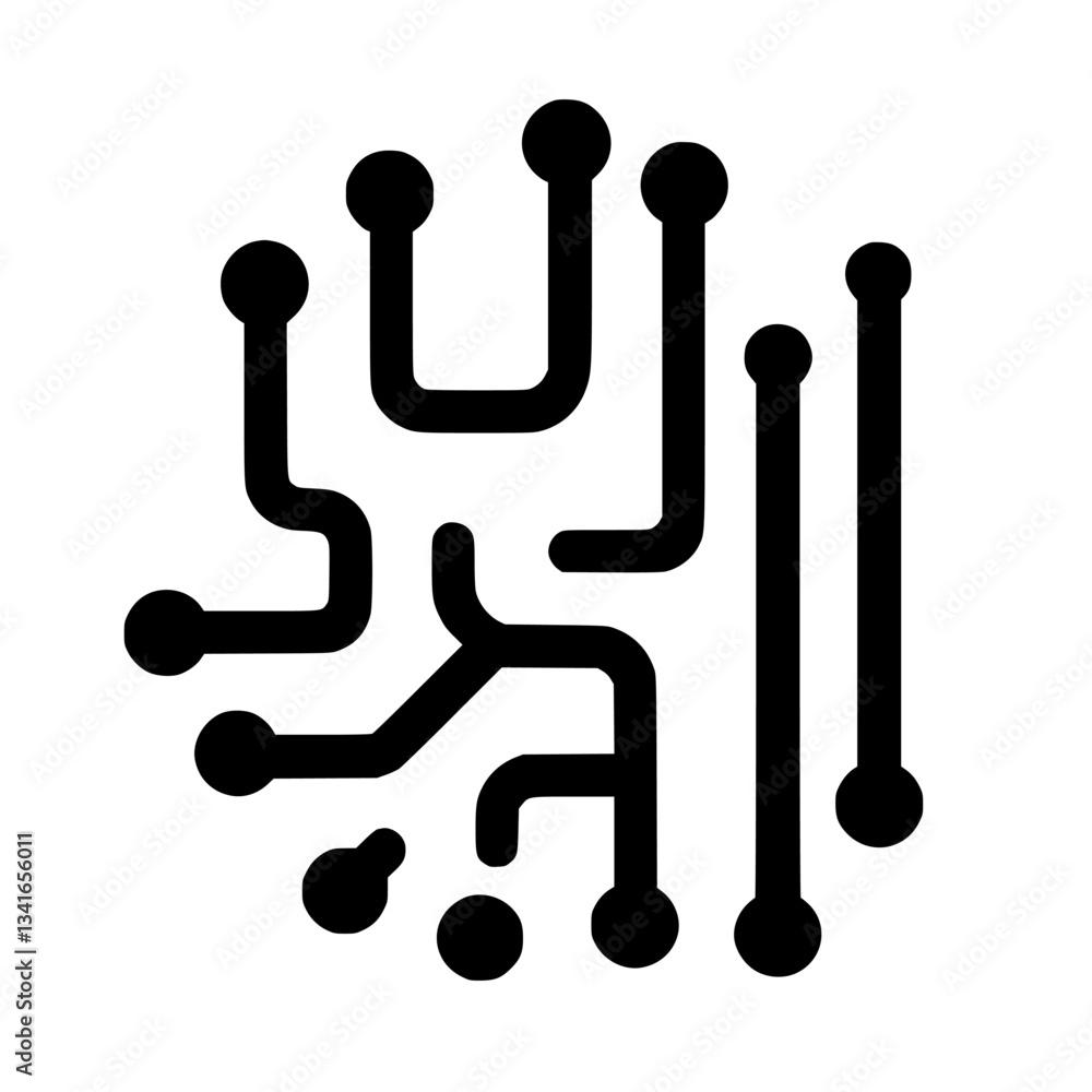 Poster abstract design featuring interconnected lines and dots representing technological advancement and d