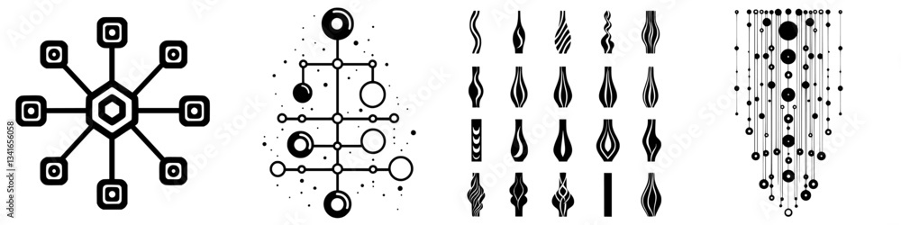 Poster geometric design elements showcasing abstract shapes and patterns for creative projects or visual pr