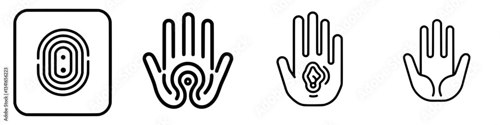 Aufkleber unique designs of hands and fingerprints displayed in a minimalist style on a white background for c