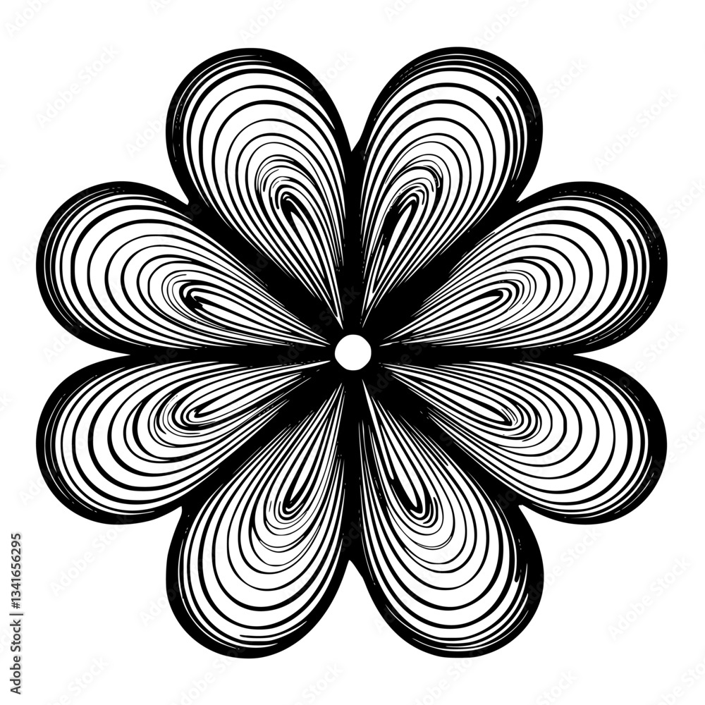 Aufkleber intricate black and white floral design with swirling patterns creating a stunning visual effect