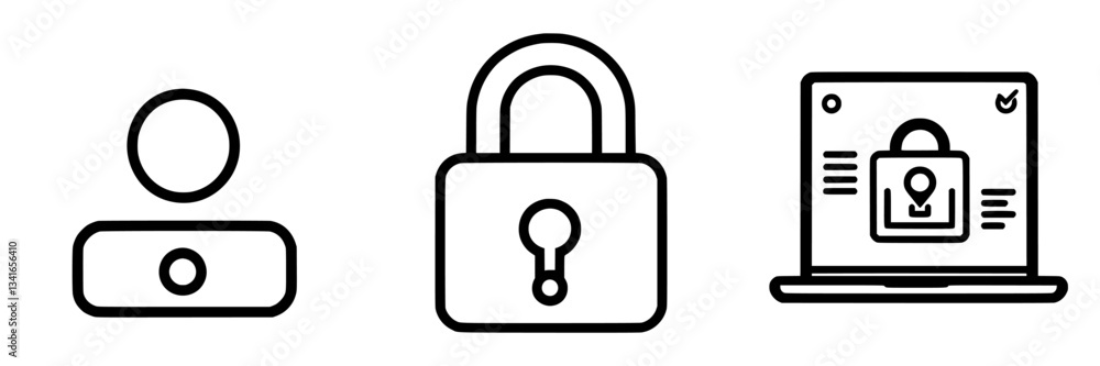 Poster various icons representing user account security and data protection online