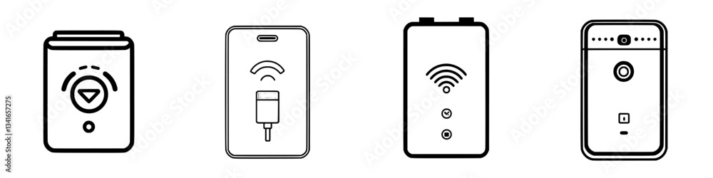Poster modern devices show essential functions for connectivity and charging in a sleek design highlighting