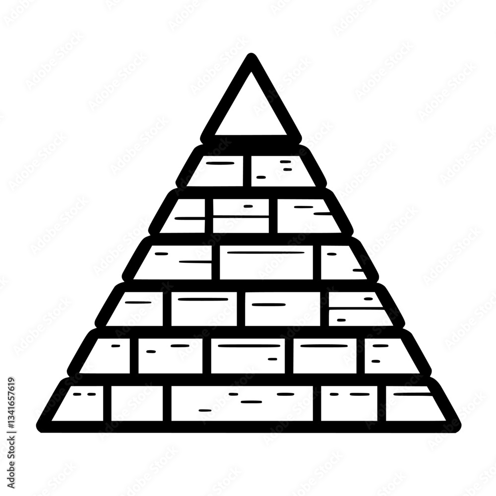 Poster stylized pyramid structure with a triangular peak presented in minimalistic black outline