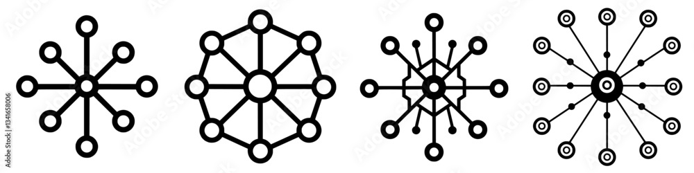 Poster various geometric network designs displayed in a minimalist style showcasing nodes and connections i