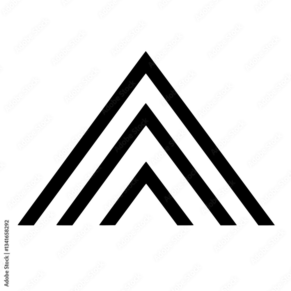 Poster bold geometric pattern featuring overlapping black triangles on a white background, perfect for mode