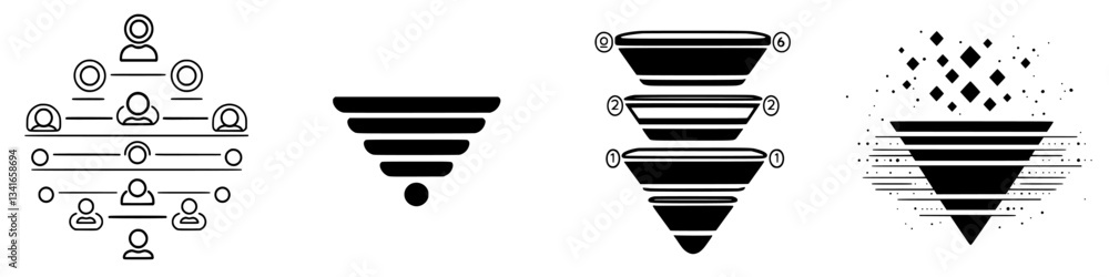 Aufkleber graphic representation of funnel processes illustrating stages of user engagement and conversion in 