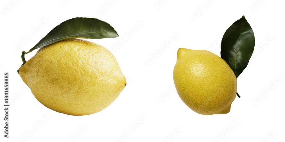 Aufkleber Generative Ai has produced an image of a lemon with leaves, looking highly realistic and isolated on a transparent background